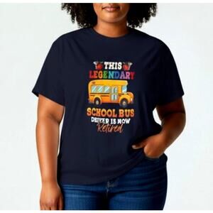 Port & Company Women's XL Blue School Bus Driver Short Sleeve Crew Neck T-Shirt